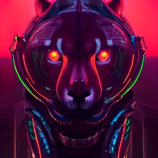 Image similar to a beautiful commission portrait of a male anthro cheetah wearing a neon jacket,futuristic,detailed face,mohawk,cyberpunk city,deviantart,artstation,art by greg rutkowski,ross tran,professional lighting,neon city,night,raytracing,highly realistic,4k,dramatic,hyperrealism