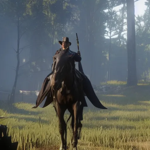 Prompt: Film still of the Ender Dragon, from Red Dead Redemption 2 (2018 video game)