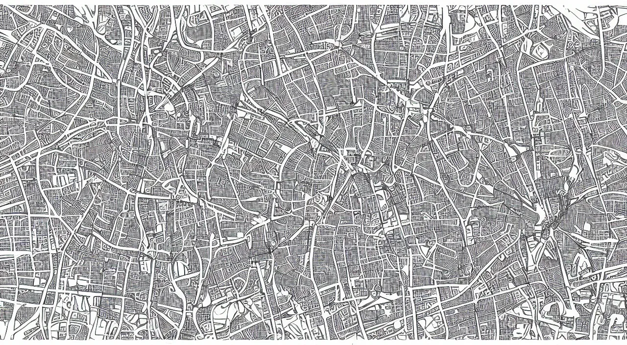 Image similar to london as an axon drawing, in vector drawing style of charles williams