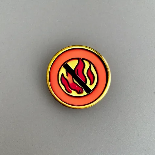 Image similar to retro minimalistic clean fire warning enamel pin