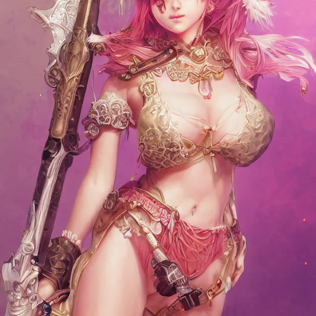 Prompt: studio portrait of neutral good colorful female cleric bard healer as absurdly beautiful, elegant, young swimsuit gravure idol, ultrafine hyperdetailed face illustration by kim jung gi, irakli nadar, intricate linework, sharp focus, bright colors, octopath traveler, final fantasy, unreal engine highly rendered, global illumination, radiant light, detailed and intricate environment