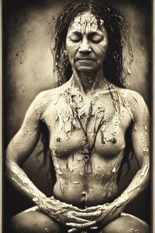 Prompt: a wet plate photo portrait of yoga, highly detailed, 5 0 0 px, sharp focus