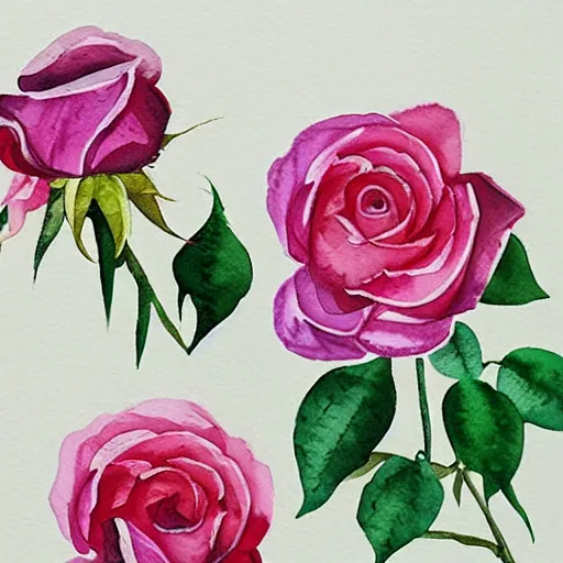 Prompt: watercolor bashes of roses