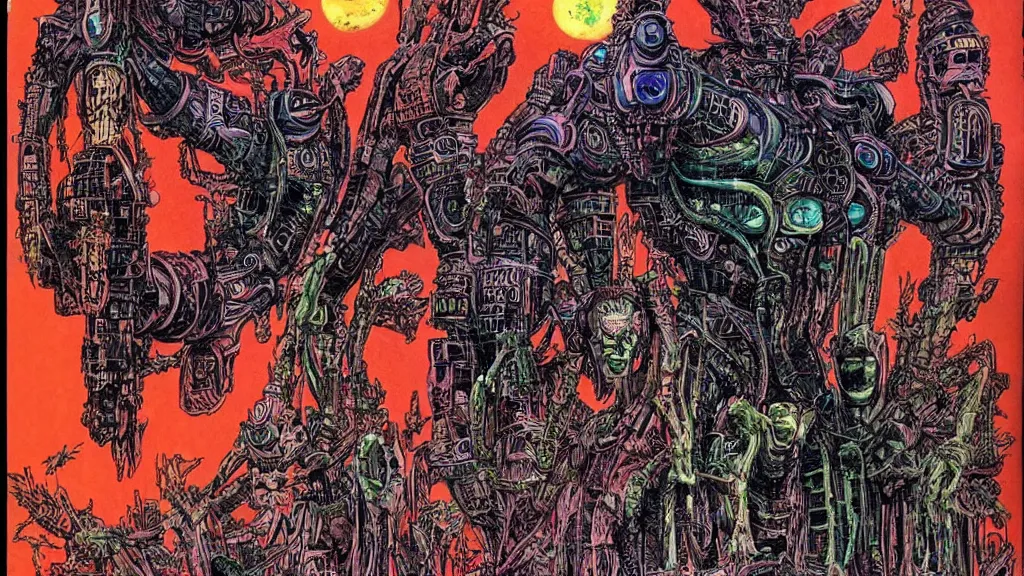 Prompt: exotic alien empire by Philippe Druillet