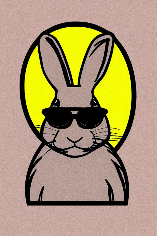 Prompt: Portrait of a rabbit wearing glasses in the style of die cut sticker ,illustration, highly detailed, gradients