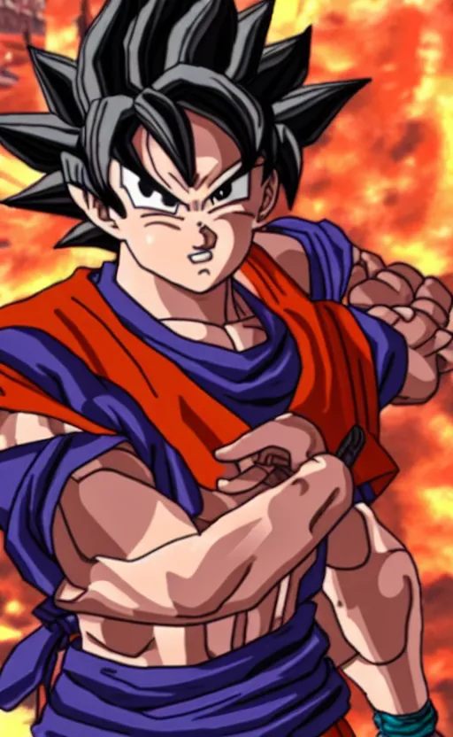 Prompt: Screenshot of Son Goku in Skyrim,