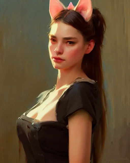 Prompt: a potrait of a girl with small cat ears, fine details. night setting. realistic shaded lighting poster by craig mullism, artgerm, jeremy lipkin and michael garmash, unreal engine, radiant light, detailed and intricate environment, digital art, trending on art station