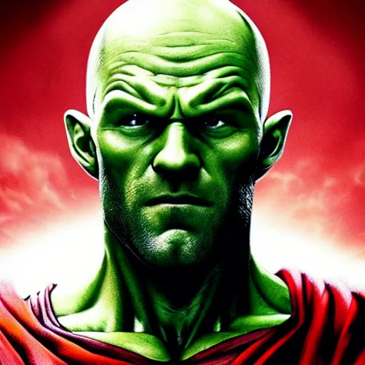 Prompt: Jason Statham as King Piccolo in live action Dragon Ball movie