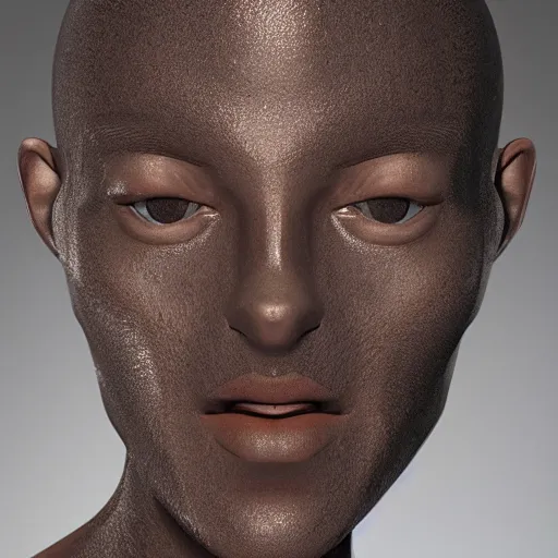 Image similar to a beautiful face sculpted from raw meat and rare earth metals, studio lighting, photorealistic