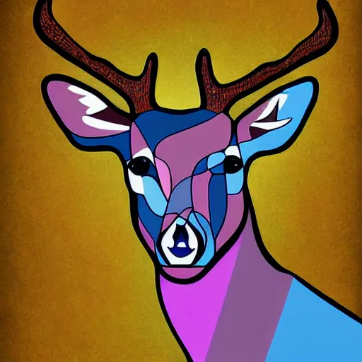 Image similar to cubist portrait of a deer digital art