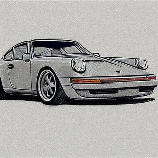 Image similar to pencil sketch of a prosche 9 1 1