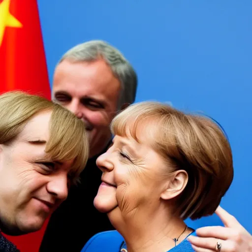 Image similar to armin taking a selfie with angela merkel in berlin