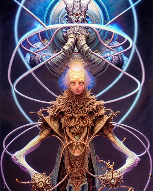 Prompt: the hierophant tarot card, fantasy character portrait made of fractals, ultra realistic, wide angle, intricate details, the fifth element artifacts, highly detailed by peter mohrbacher, hajime sorayama, wayne barlowe, boris vallejo, aaron horkey, gaston bussiere, craig mullins