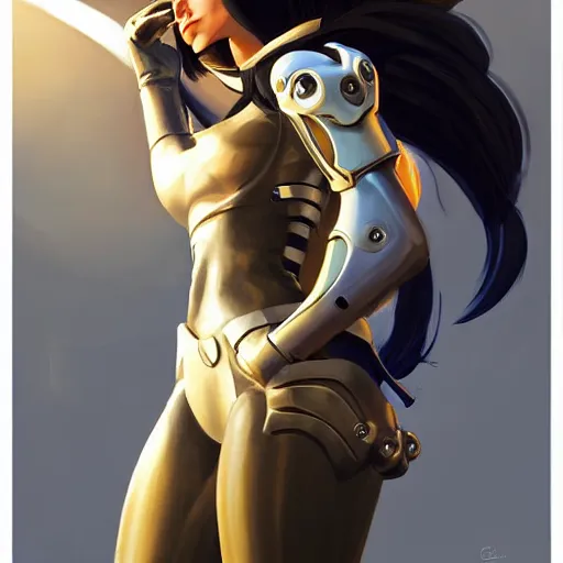 Image similar to greg manchess portrait painting of battle angel alita as overwatch character, totally whack, medium shot, asymmetrical, profile picture, organic painting, sunny day, matte painting, bold shapes, hard edges, street art, trending on artstation, by huang guangjian and gil elvgren and sachin teng