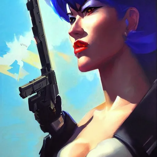 Prompt: greg manchess portrait painting of major kusanagi as overwatch character, totally whack, medium shot, asymmetrical, profile picture, organic painting, sunny day, matte painting, bold shapes, hard edges, street art, trending on artstation, by huang guangjian and gil elvgren and sachin teng