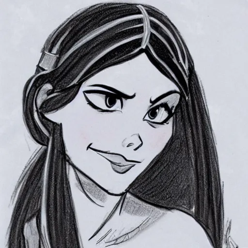 Image similar to milt kahl sketch of victoria justice as princess padme in star wars episode 3