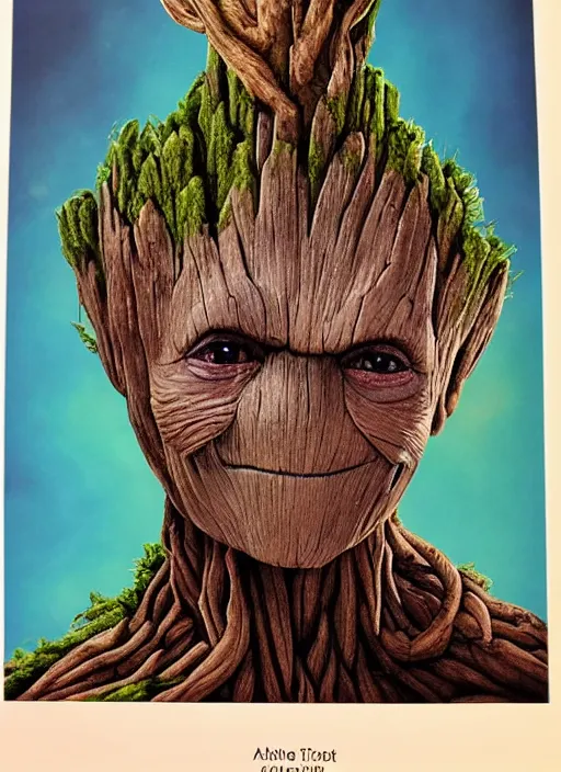 Prompt: a senior portrait of groot