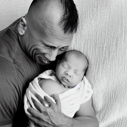 Prompt: dwayne johnson as baby, baby photography