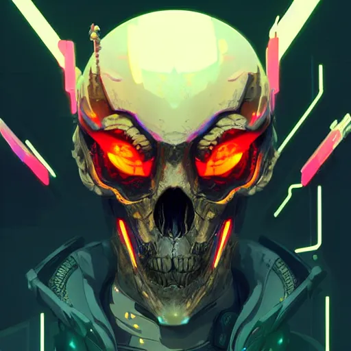 Image similar to a cyberpunk dragon skull, by guweiz and wlop and ilya kuvshinov and artgerm and josan gonzalez, digital art