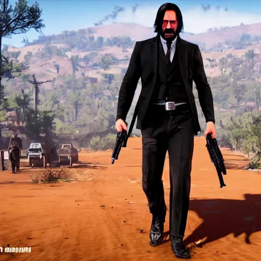 Image similar to John wick in Red dead redemption 2 movie