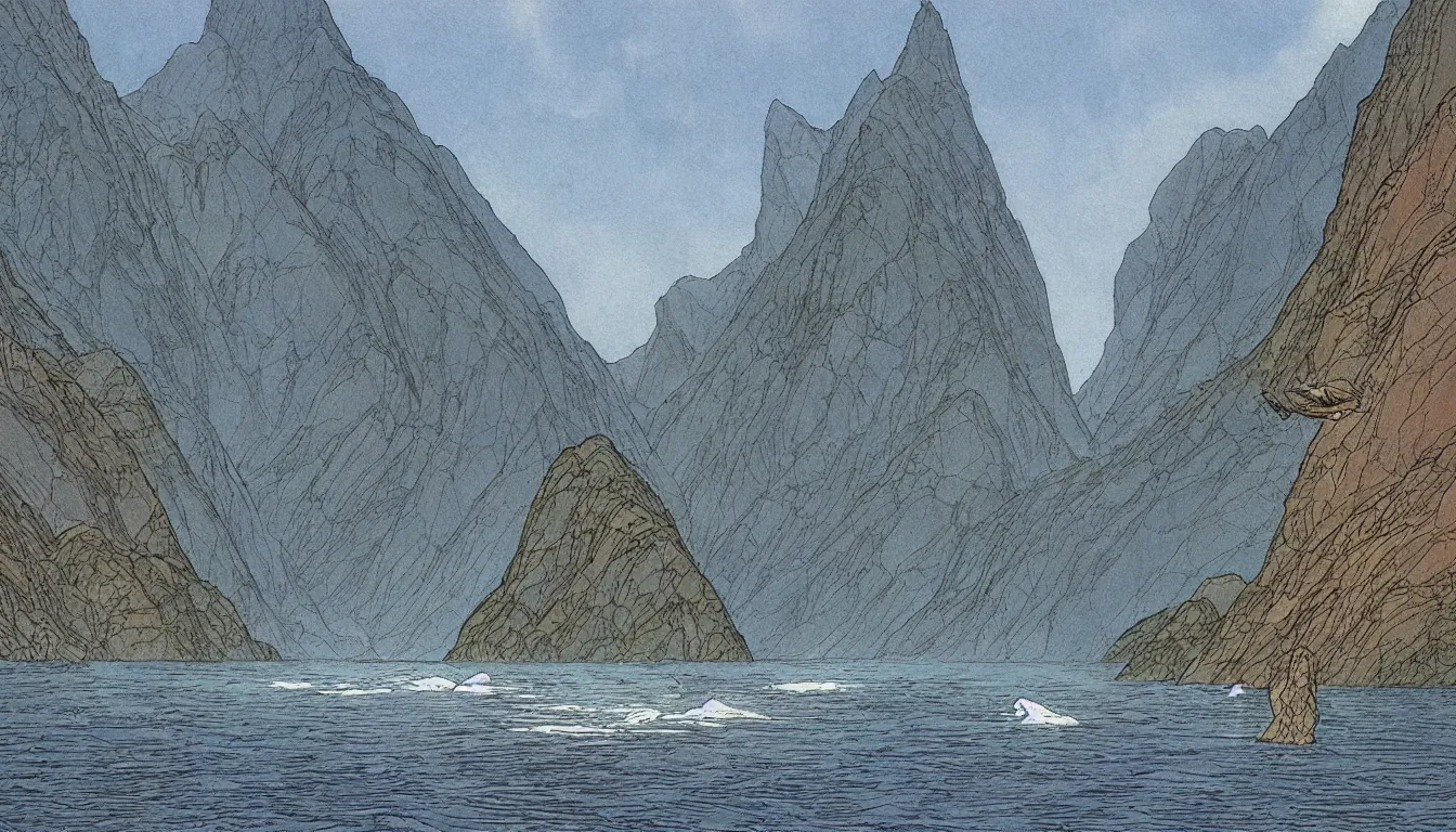 Image similar to fjords by moebius