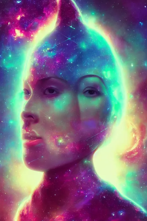 Image similar to A beautiful portrait of female cosmic being with a nebula as its body by Beeple, 8K, UHD , Trending on artstation.