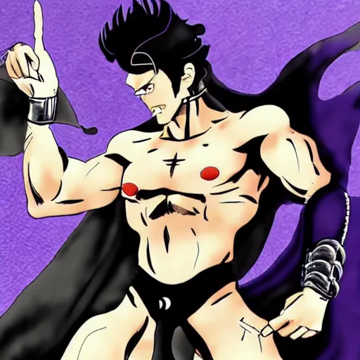 Image similar to Van Darkholme in JoJo's bizarre adventure anime style