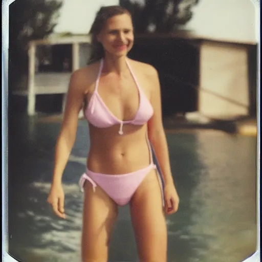 Prompt: polaroid photo of putin wearing a bikini, 800t, 35mm, full-HD