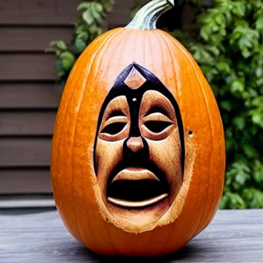 Image similar to gourd carved to look like the face of amber heard