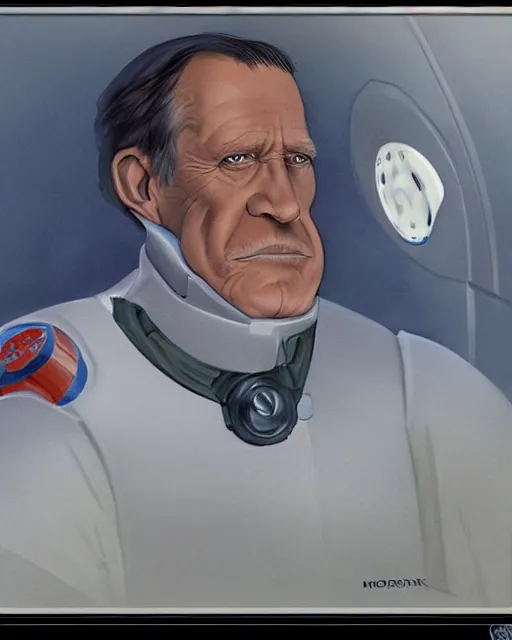 Image similar to govenor morkin. i thought i recognized your derps when i was brought onboard, portrait by ralph mcquarrie