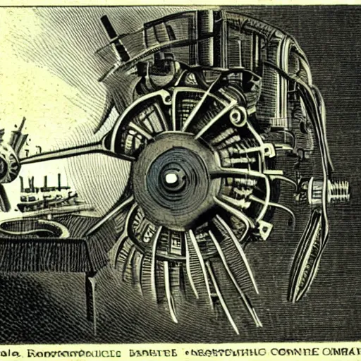 Prompt: Babbage's mechanical hair combing engine