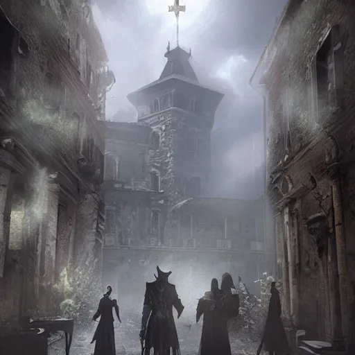 Image similar to l'aquila in italy but it's yharnam from bloodborne