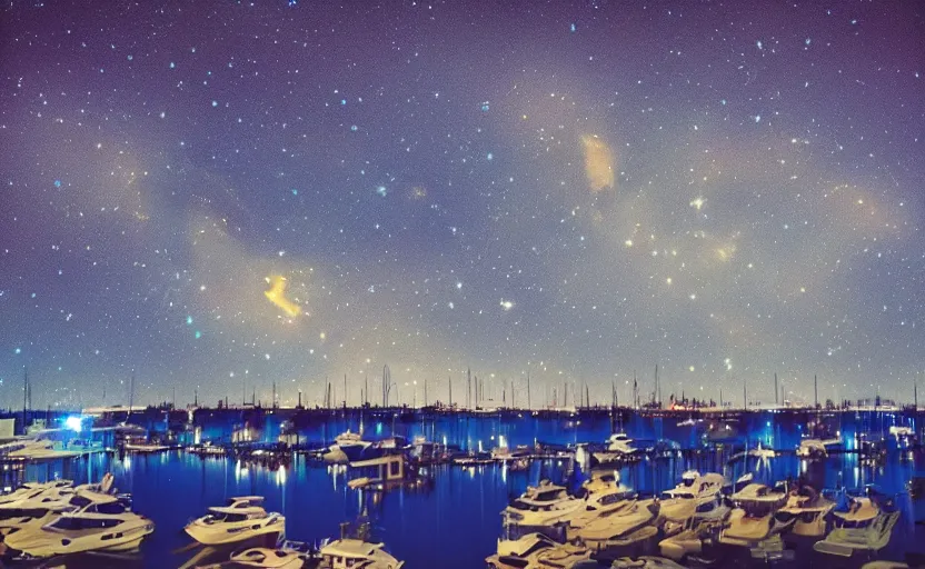 Prompt: night sky full of cats and stars, dreamy, marina style