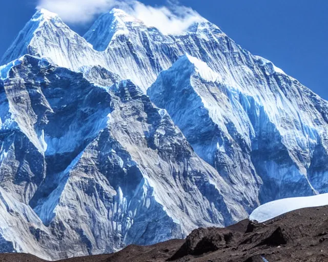 Image similar to 4 k hd, highly detailed photograph of mount everest, wide shot, shot with sigma f / 4. 2, 2 5 0 mm sharp lens, sharp focus, consistent, highly detailed light refraction, high level texture render