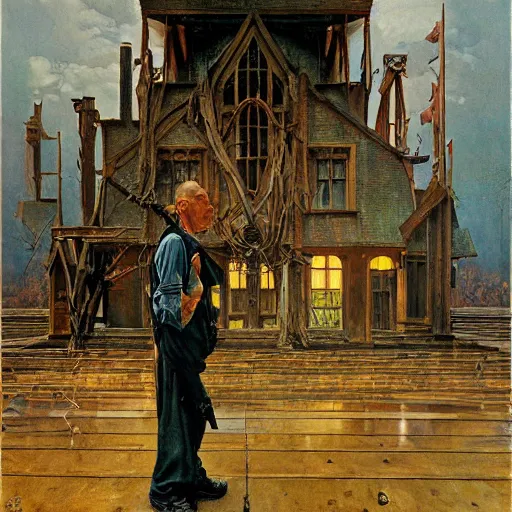 Image similar to high quality high detail painting by david mattingly and norman rockwell and nc wyeth, hd, realistic matte painting, photorealistic lighting, modern supernatural urban gothic - punk horror