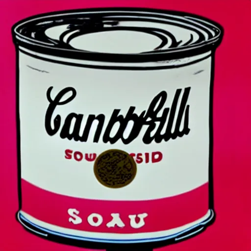 Prompt: Andy Warhol inside his soup can