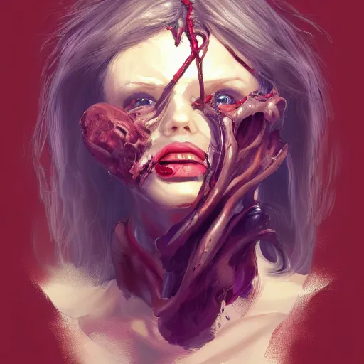 Prompt: Female death. with a dismembered head. kodachrome, high contrast, highly detailed, sharp focus, digital painting, concept art, illustration, trending on artstation