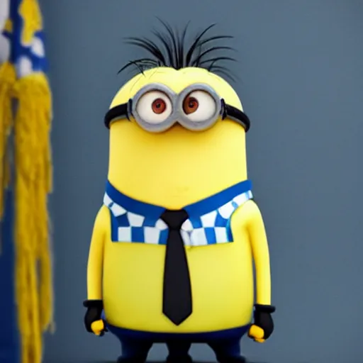 Prompt: police booking photo of a minion