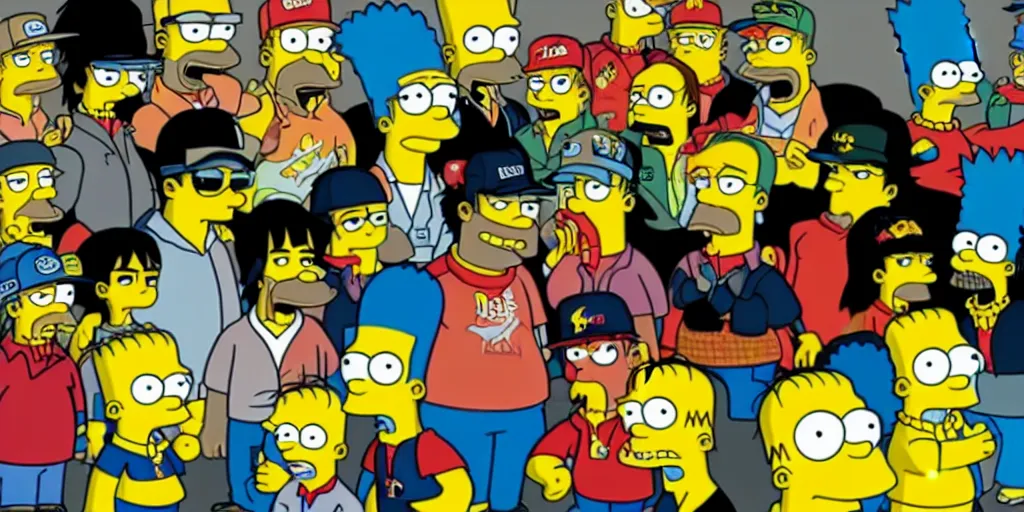 Prompt: wu-tang clan in the simpsons