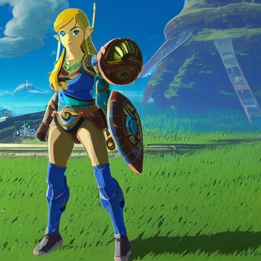 Image similar to Samus in The Legend of Zelda Breath of the Wild