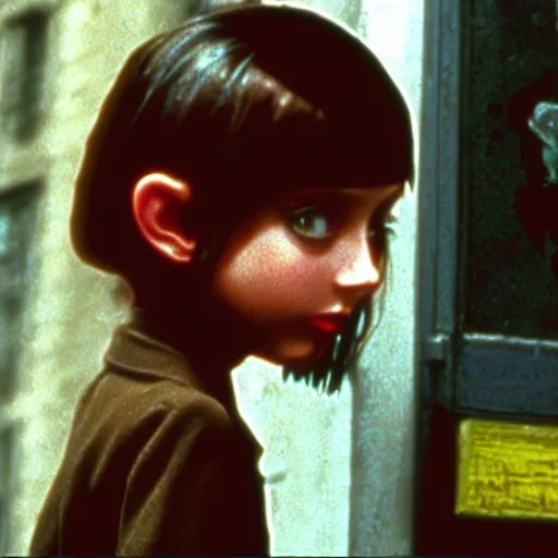 Prompt: Kiki from Kikis Delivery Servcie in the 1994 movie Léon: The Professional, movie still