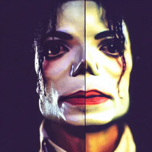 Prompt: a cinematic film still of Michael Jackson as a rapper, portrait, 40mm lens, shallow depth of field, close up, split lighting, cinematic