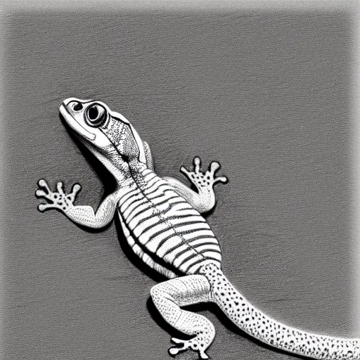 Image similar to drawing of a gecko, pencil, basic, outline