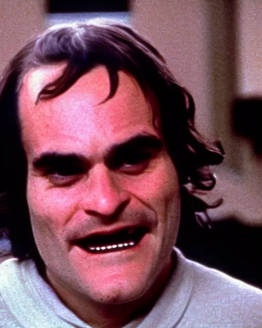 Prompt: joaquin phoenix in the shining ( 1 9 8 0 ) as jack torrance, directed by stanley kubrick, cinematography