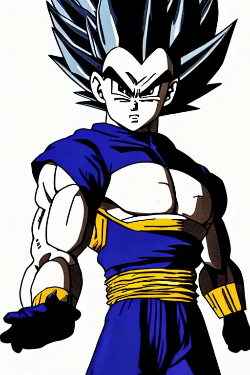 Image similar to dragonball z, prince vegeta!, vegeta!, black hair, saiyan armor, solo 3 / 4 portait, very detailed, dynamic lighting, akira toriyama 📹