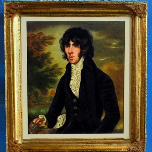 Image similar to regency era painting of a young george harrison in the style of thomas gainsborough