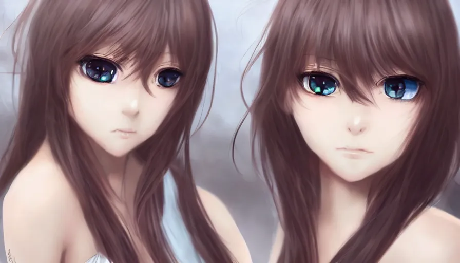 Image similar to cute anime girl, heterochromia, photorealistic