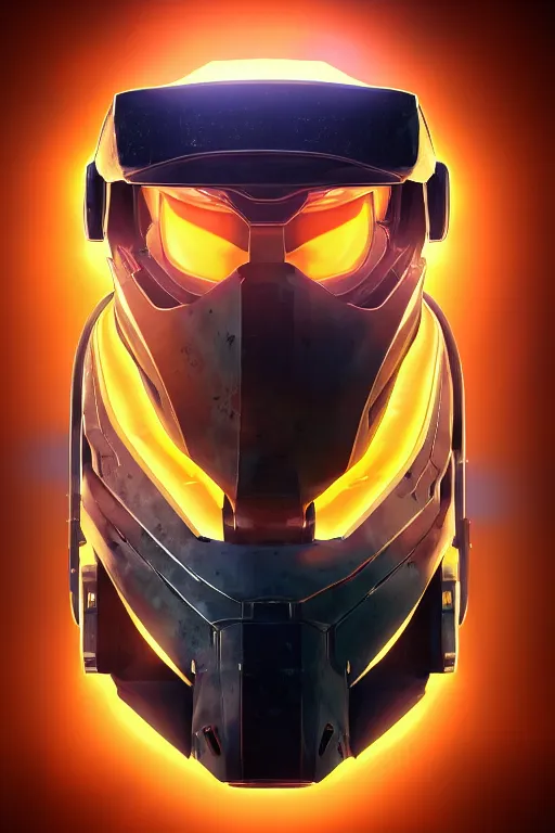 Image similar to robot ninja mask helmet halo master chief radiating a glowing aura global illumination ray tracing hdr fanart arstation by ian pesty and katarzyna da „ bek - chmiel