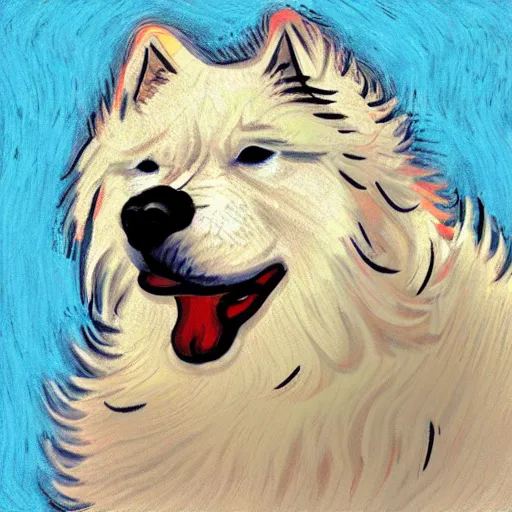 Prompt: a samoyed by vincent van gogh, digital art, trending on artstation