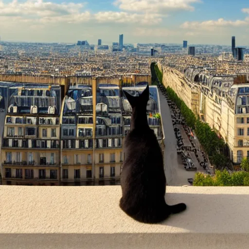 Image similar to cat back looking on paris view panorama